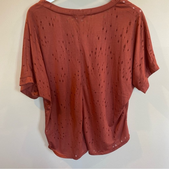 BKE Lace Up Burnout T shirt Brick Red Medium Oversized - Picture 6 of 6